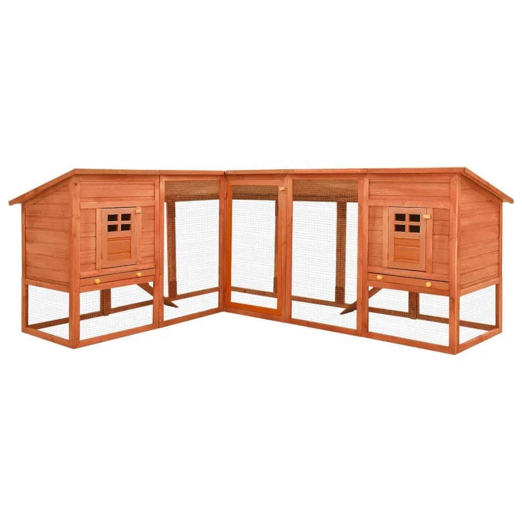 Conigliera da esterno con recinto 250 x 192 x 105 cm legno massello di abete marrone 02_0000596
