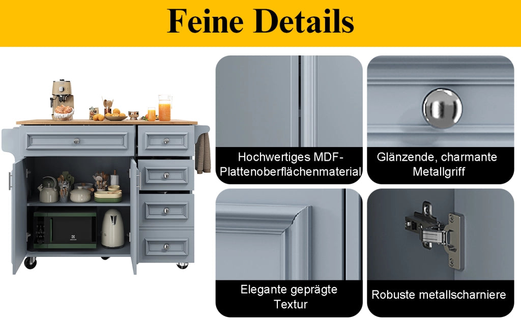 Isola Cucina Multifunzionale ¨C MINIMAL ¨C Blu, Legno, 110x45x92 cm