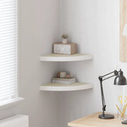 Mensole Angolari 2pz Rovere e Bianco 35x35x3,8 cm in MDF 326640