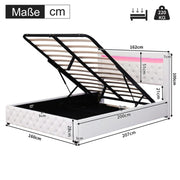 Letto imbottito 160x200 cm - Xylo - Bianco con illuminazione LED e contenitore