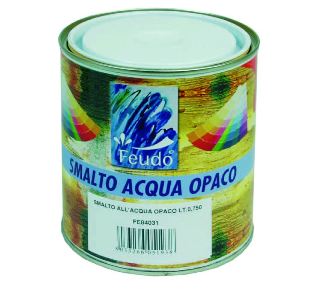 SMALTO ALL'ACQUA OPACO IN BARATTOLO (WASSER LACK LUX)- - ml.750 bianco opaco - 6 pezzi FEUDO