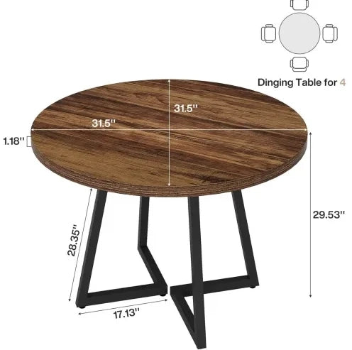 Tavolo rotondo 80 cm nero e marrone rustico – stile industriale