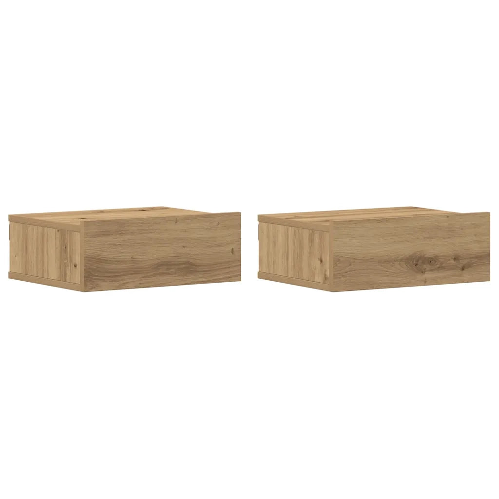 vidaXL Comodini Pensili 2pz Rovere Artigianale 40x30x15 cm Truciolato