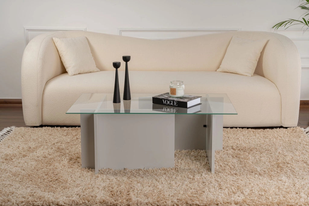 Tavolino in vetro "Vetrino" 105 x 65 x 40 cm - Grigio