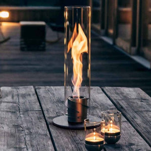 Lampada a Bioetanolo da Tavolo Ø9x40,5 cm in Acciaio Inossidabile Silver