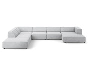 Cosmopolitan Design - Divano panoramico sinistro "Arendal" 7 posti in ciniglia con effetto a coste grigio chiaro 