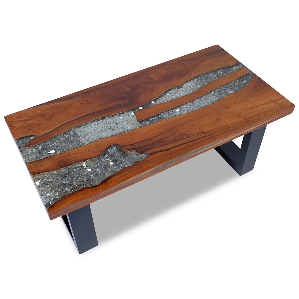Tavolino da Salotto in Legno di Teak e Resina 100x50 cm 243467