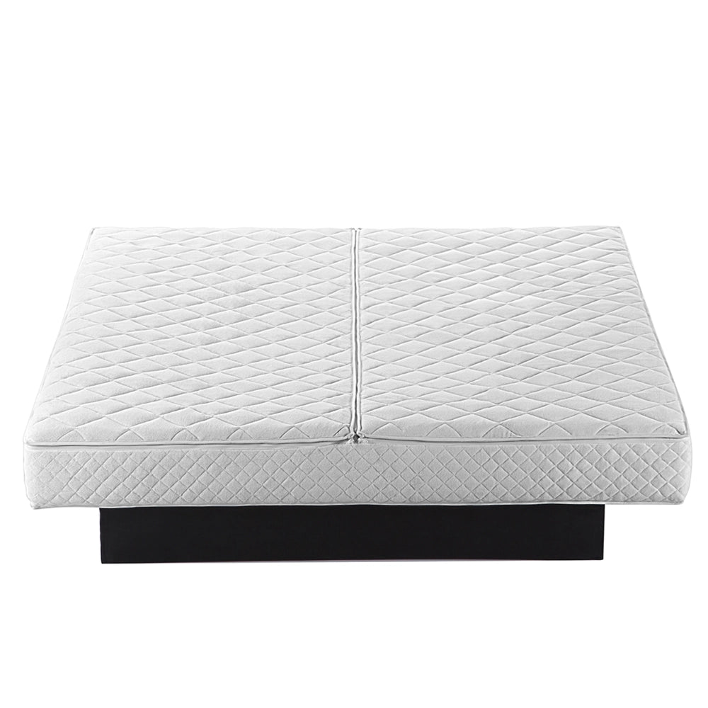 Letto ad acqua in velluto beige 180 x 200 cm con testiera trapuntata stile glamour