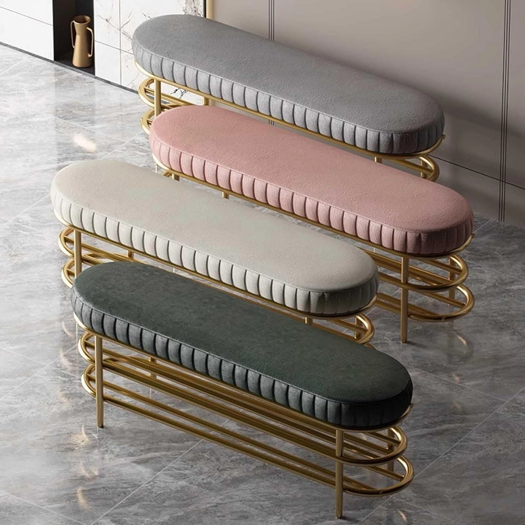 scarpiera Scarpiera in Metallo Dorato con Seduta - Panca per Scarpe a 2 Strati per Ingresso - Panca per Corridoio Stretto con Contenitore per Soggiorno - Bianca (60 cm)