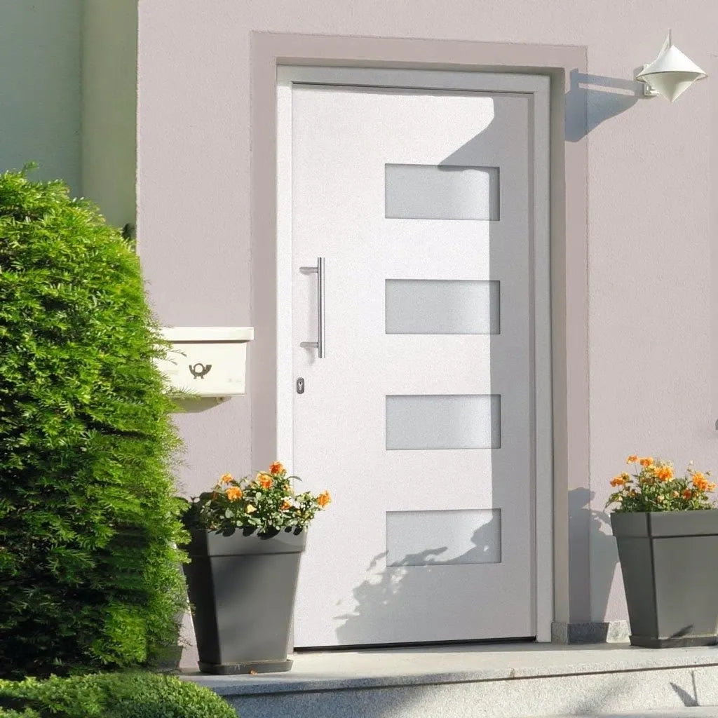 Porta d'Ingresso in Alluminio e PVC Bianco 110x210 cmcod mxl 72419