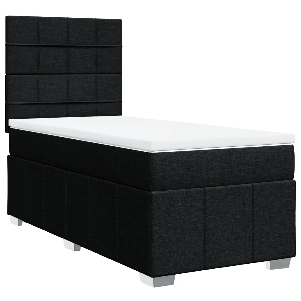 Giroletto a Molle con Materasso Nero 100x200 cm in Tessuto