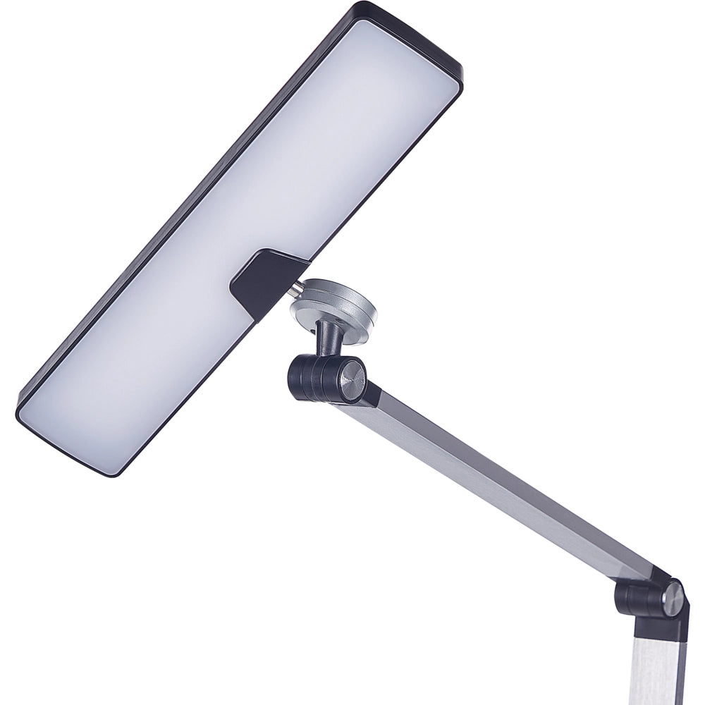 Lampada da tavolo color argento LED intensità variabile braccio regolabile ufficio cameretta stile moderno