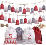 Adventskalender da assemblare - 24 sacchetti di stoffa - Calendario di Natale - Sacchetti di juta - Creatività per bambini