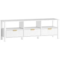 Mobile TV con 3 cassetti e 3 ripiani aperti, 152x39,5x50cm, Bianco