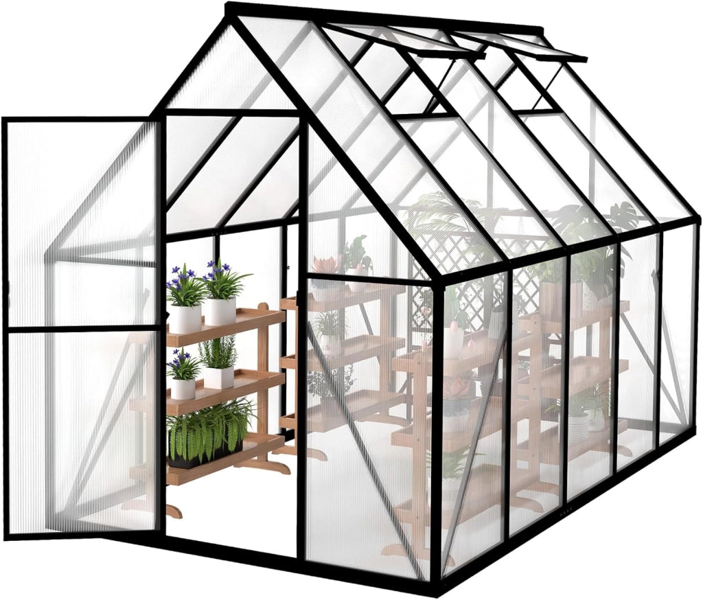 Serra da giardino in alluminio, con base da 6 cm e piastra in policarbonato da 4 mm, per pomodori, da giardino, resistente ai raggi UV, resistente alle intemperie, per il giardino, 280 x 180 x