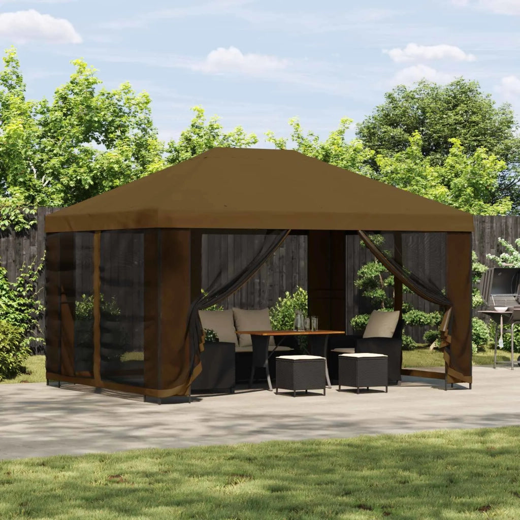 Gazebo 4 × 3 m Tortora Poliestere e Acciaio 190 900378