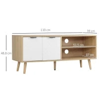 Mobile TV 46" max in Truciolato e Legno con 2 Ripiani Aperti e Armadietto, 110x39x48.8 cm