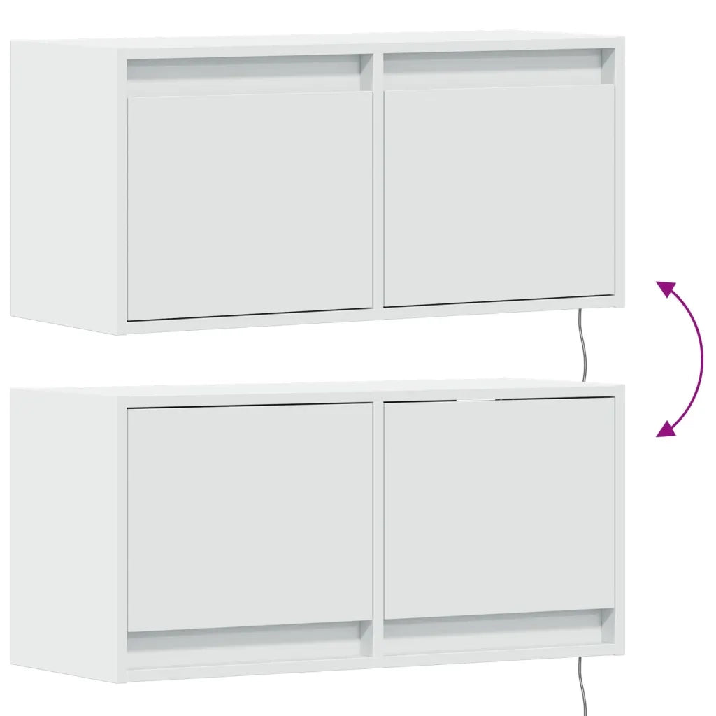 vidaXL Mobile TV a Parete con Luci LED Bianco 80x31x35 cm