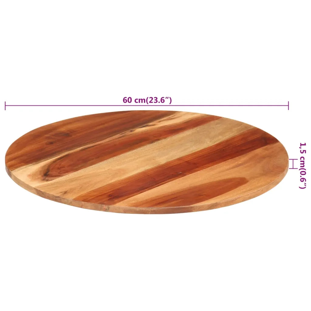 Piano Tavolo in Legno Massello di Acacia Rotondo 15-16 mm 60 cm