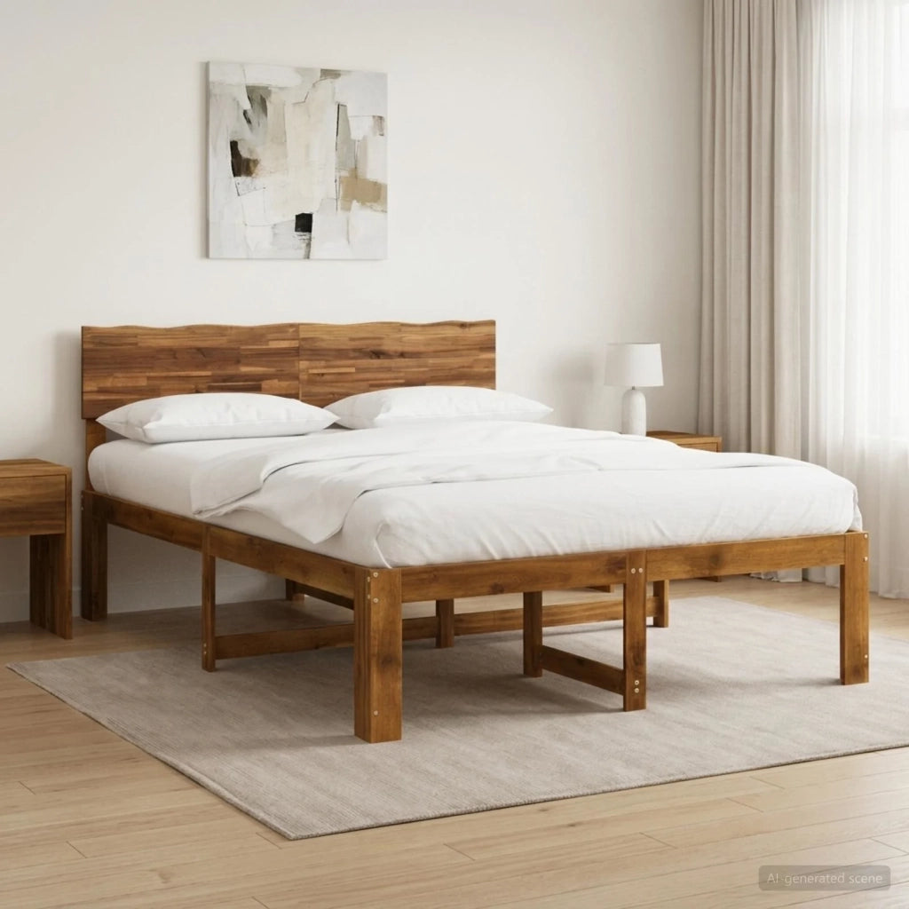 Letto matrimoniale con testiera ROSTOCK Naturale 152 x 203 cm 3405503