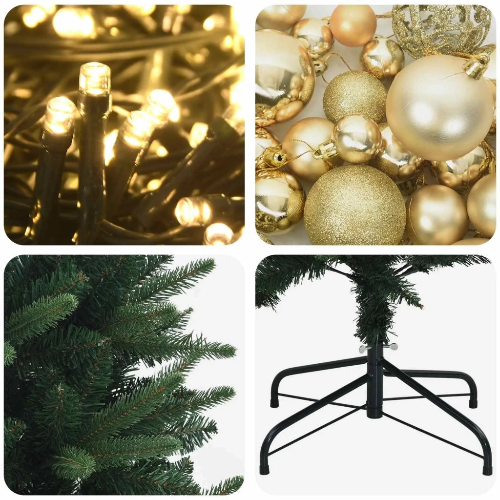 Albero di Natale Artificiale con Palline 150 cm 150 LED 3465732