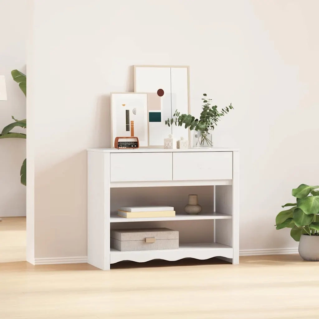 Tavolo Consolle | Tavolo d'Ingresso Drammen Bianco 89,5 x 37 x 73 cm Pino massello