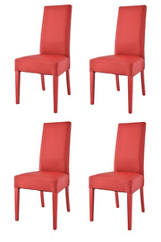 Set 4 sedie Luisa Tommychairs in faggio color rosso, seduta e schienale rivestiti in pelle artificiale rossa