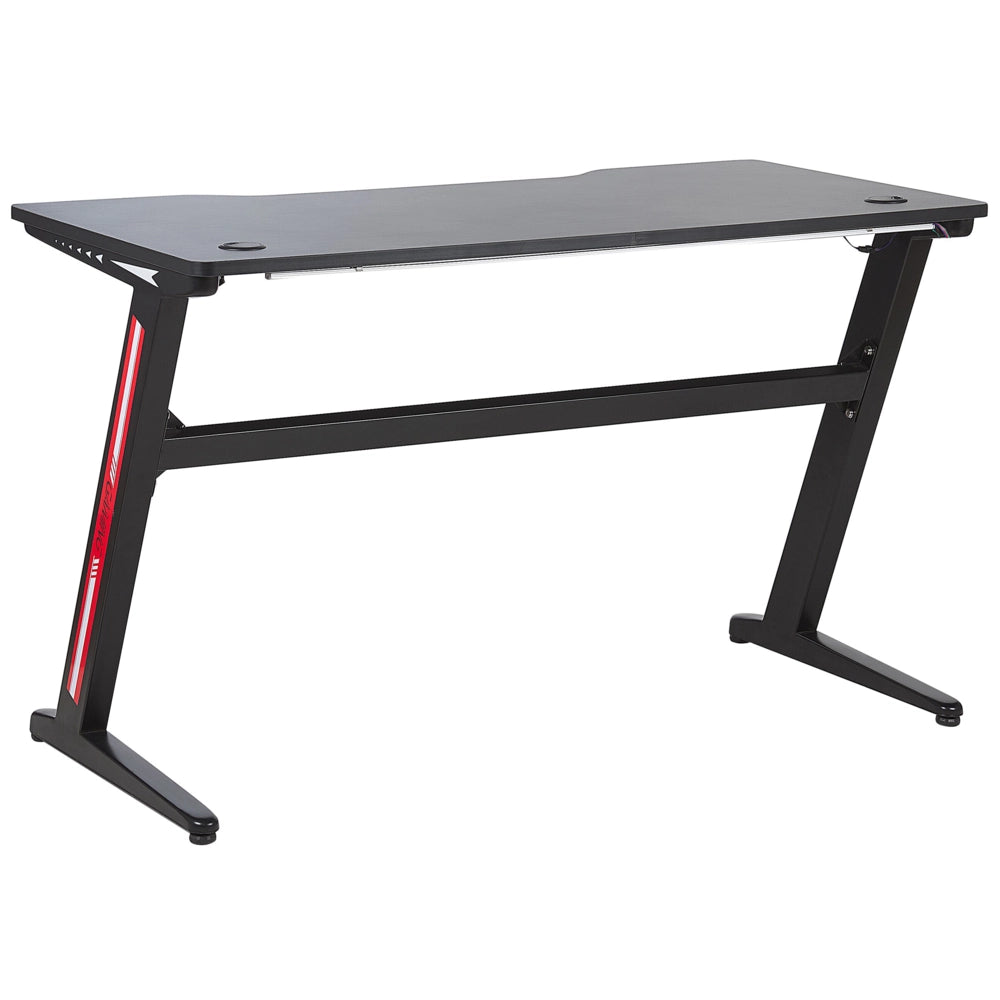 Scrivania da gioco con gambe in metallo MDF Nero rettangolare 120 x 60 cm con luci RGB Mobili per ufficio a casa dal design moderno