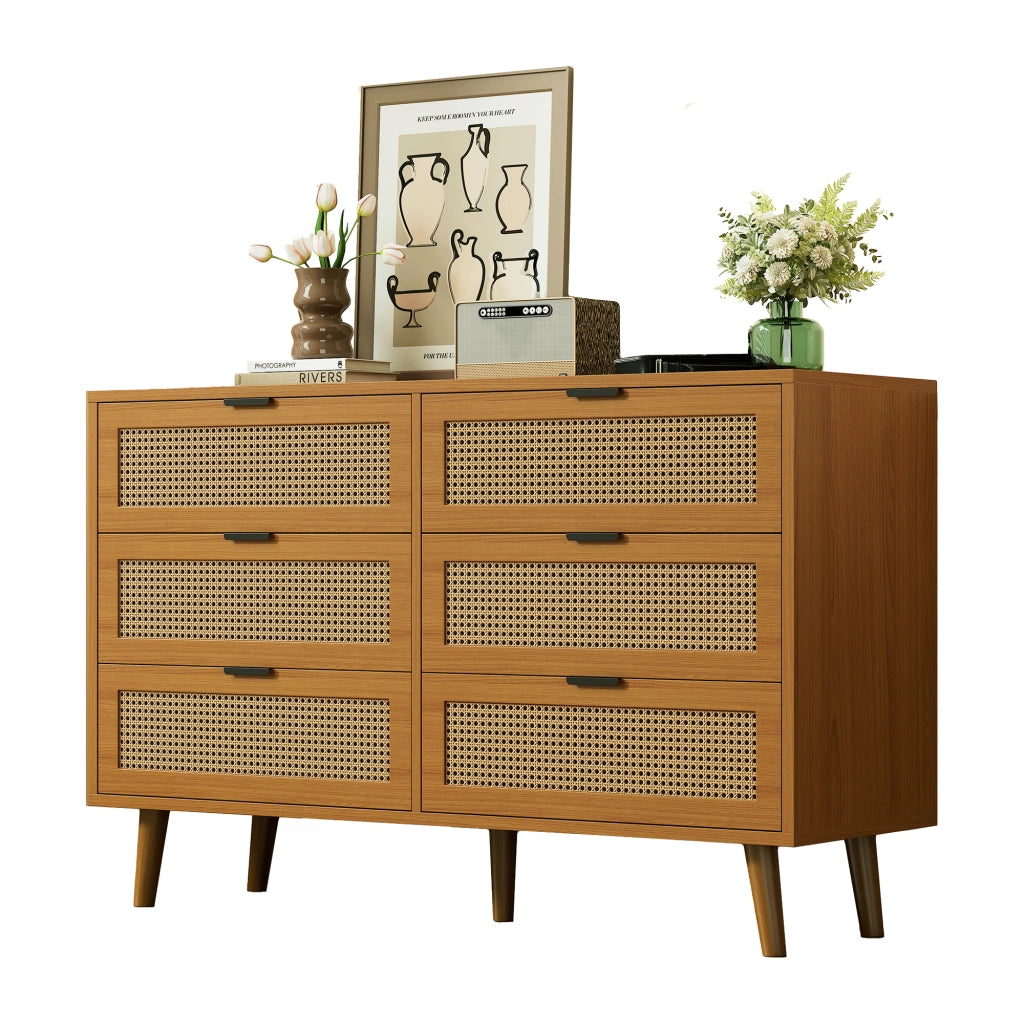Cassettiera 6 Cassetti con Maniglie in Metallo ¨C MINIMAL ¨C Legno, 120x76.5x40 cm