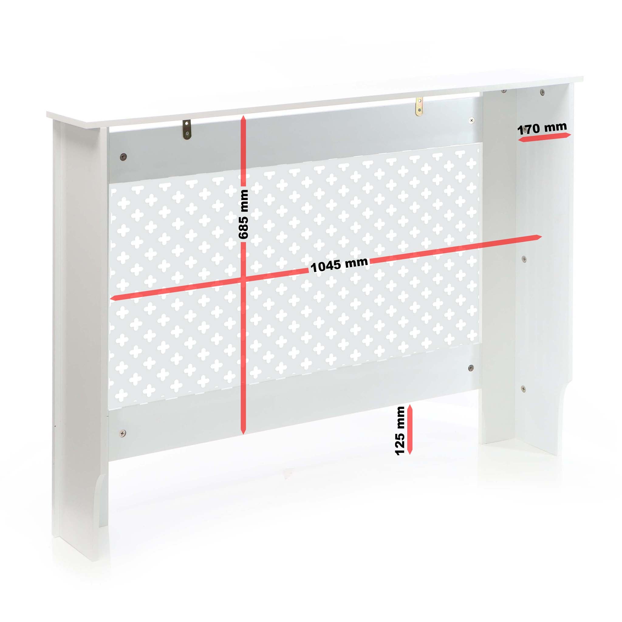 Toboli Copritermosifoni in legno bianco 112 x 19 x 82 cm, copri termosifone in MDF, pannello in legno per radiatori, elegante mobile copritermosifone