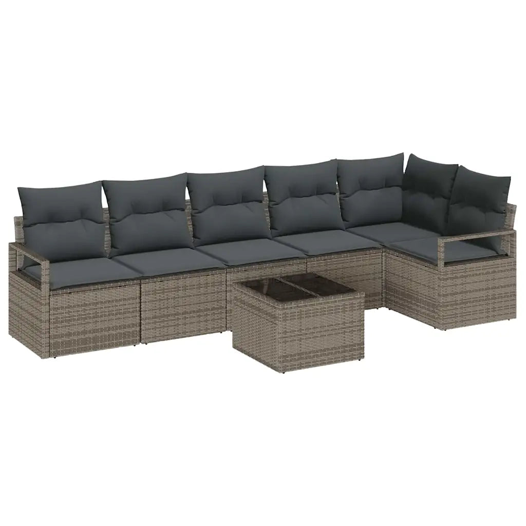 Set di divani con cuscino 7 pcs Grigio polyrattan 3346409