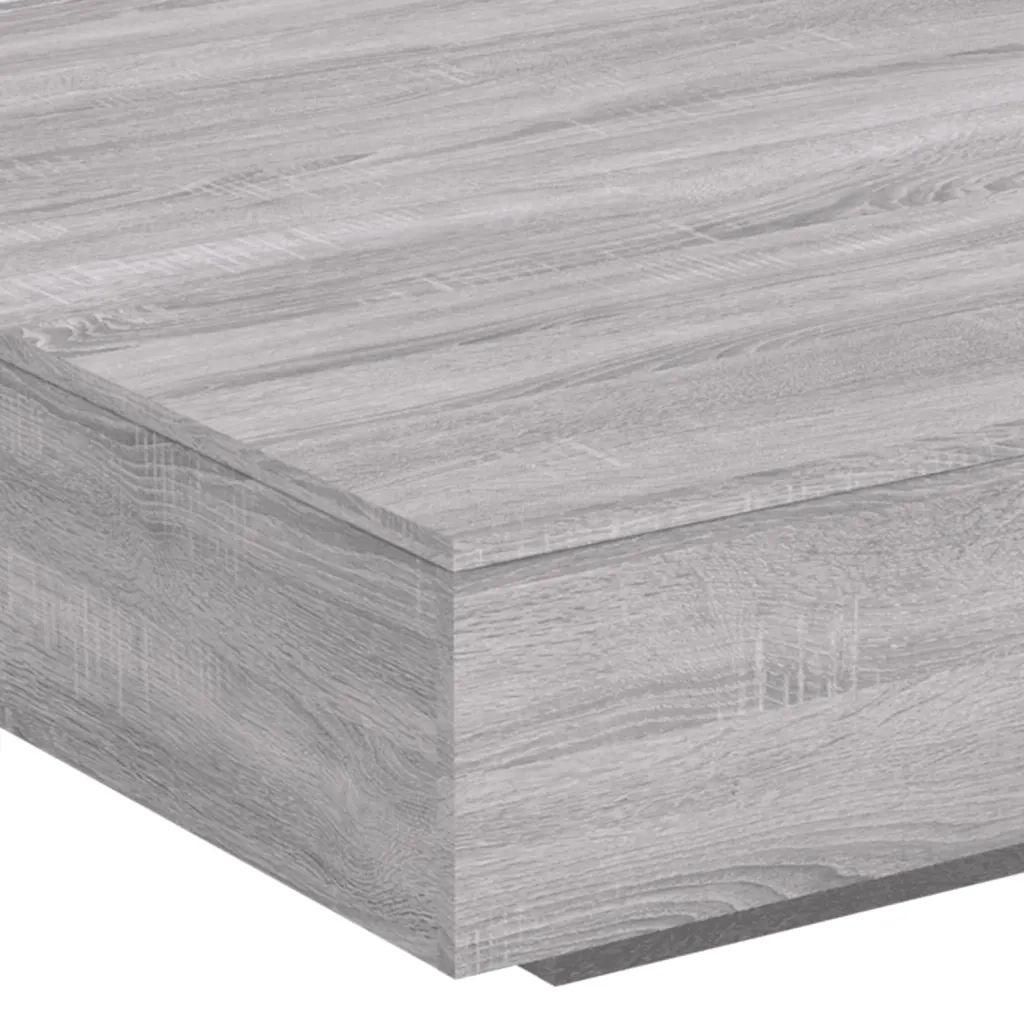 Tavolino da Soggiorno con Luci LED-Tavolino da Salotto-Tavolo Grigio Sonoma 100x100x31 cm