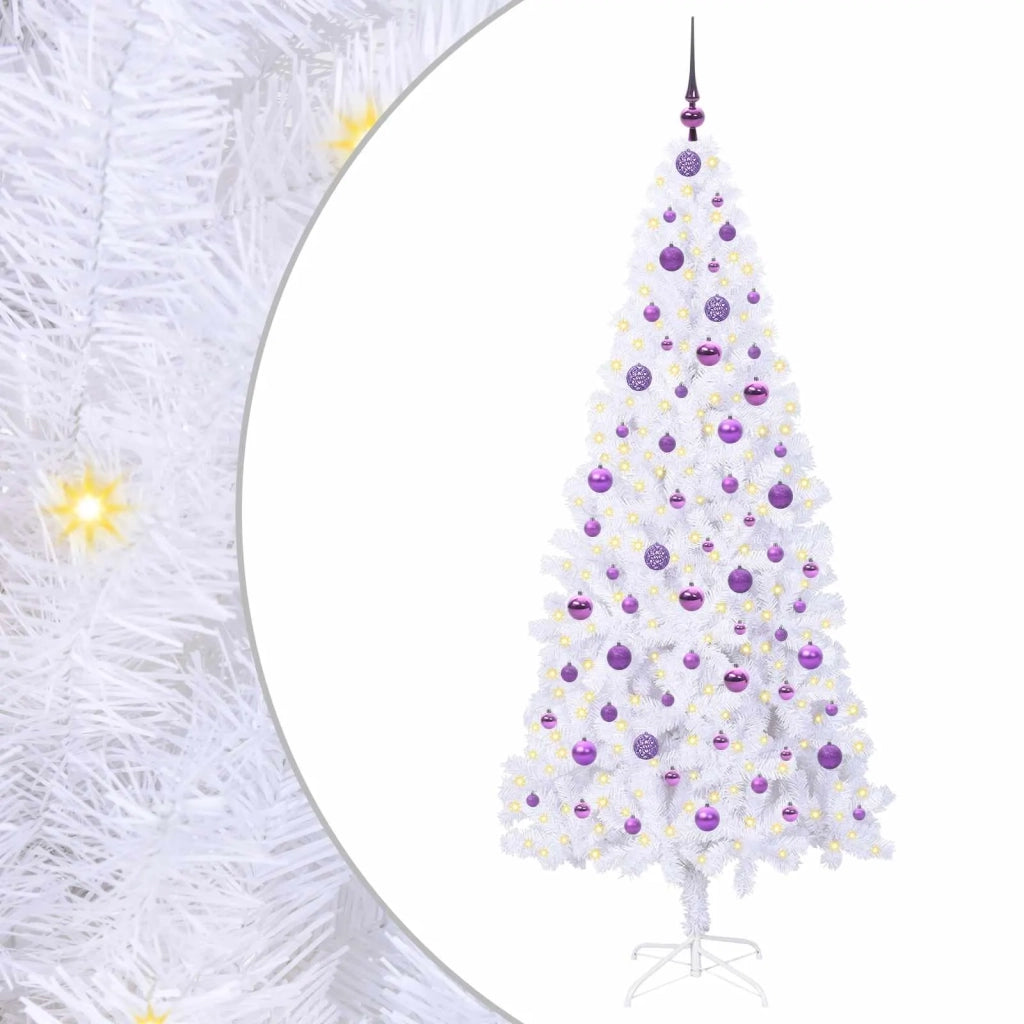 Albero di Natale Artificiale-Albero Natalizio Bianco 210 cm PVC e Acciaio 303443