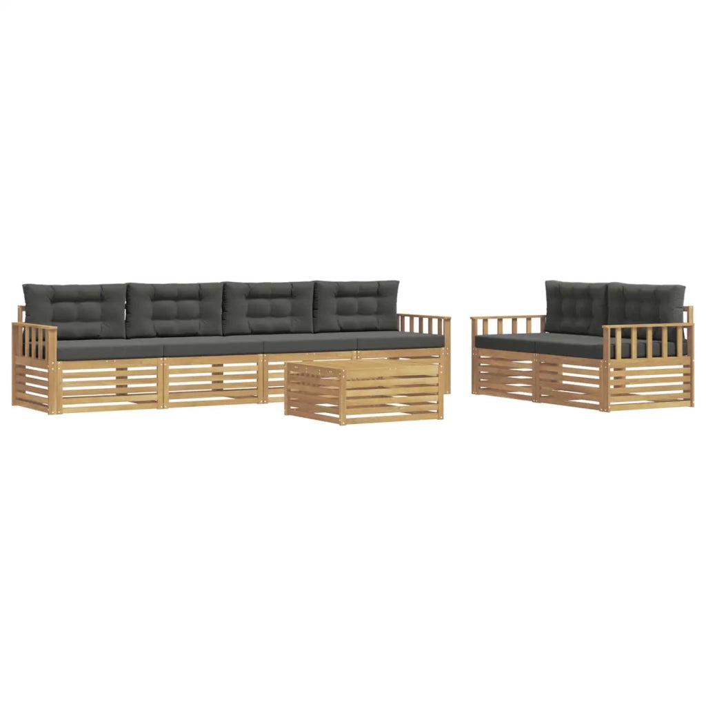 Set di divani da esterno 7 pcs Bianco e Antracite Poliestere