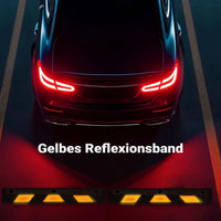 Delimitatore di parcheggio, 2 battiruota in gomma 1200x150x100mm con fasce rifrangenti, Fermaruota