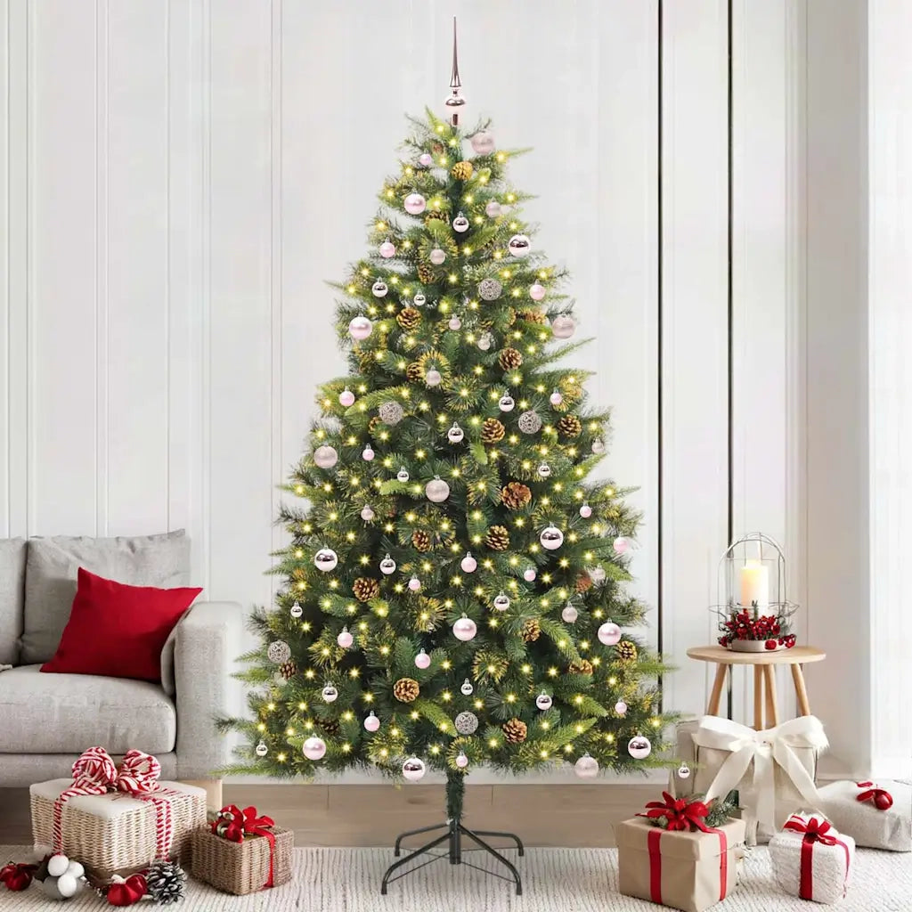 Albero di Natale artificiale pieghevole con coni Verde 240 cm 3395109