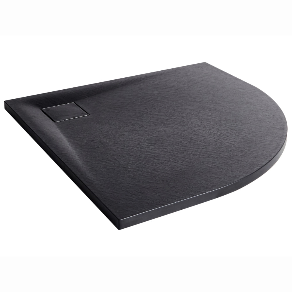 Piatto doccia con scarico nero SMC 90 x 90 x 3 cm effetto pietra naturale minimalista