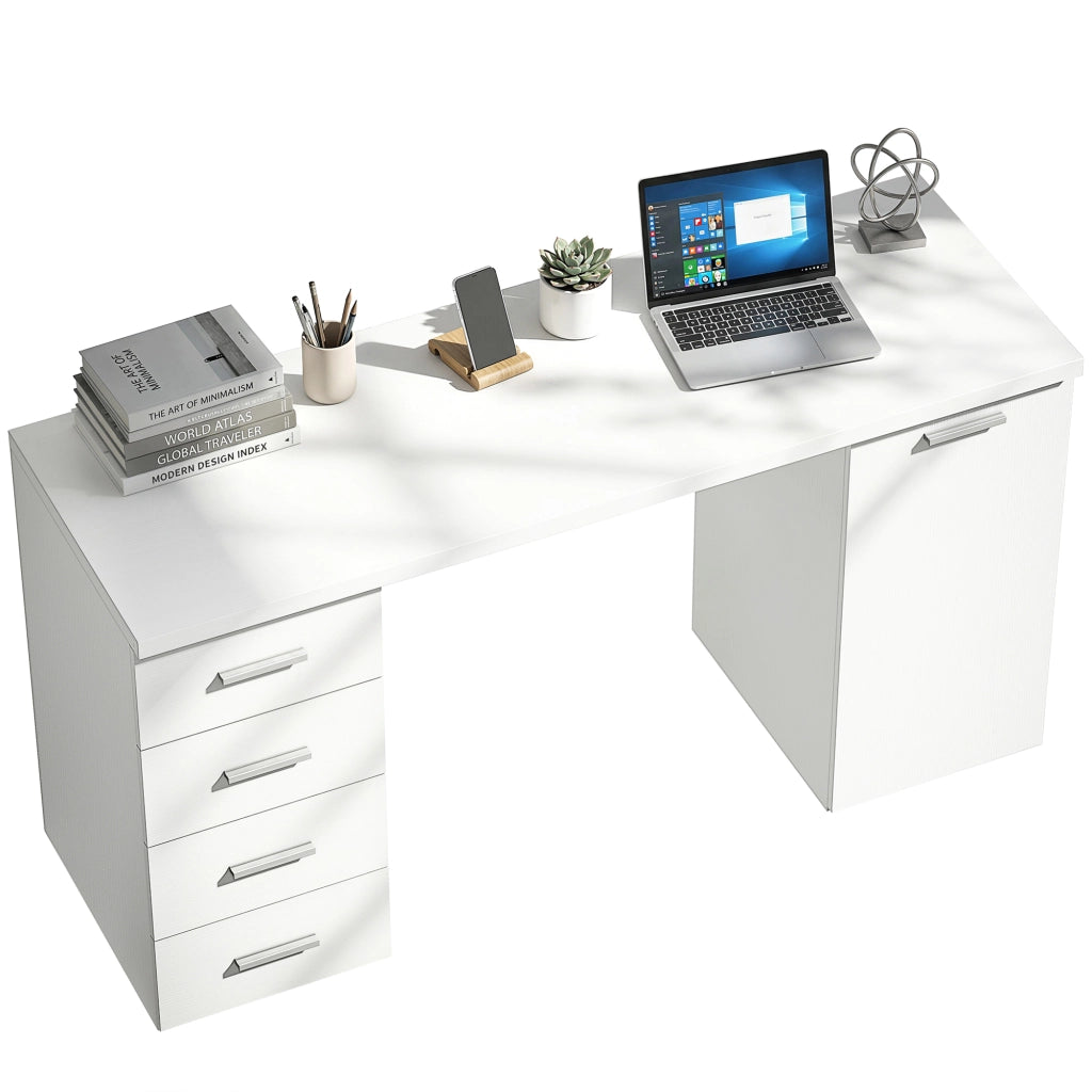 Scrivania con cassetti e armadio ¨C zephmum ¨C Bianco 140x