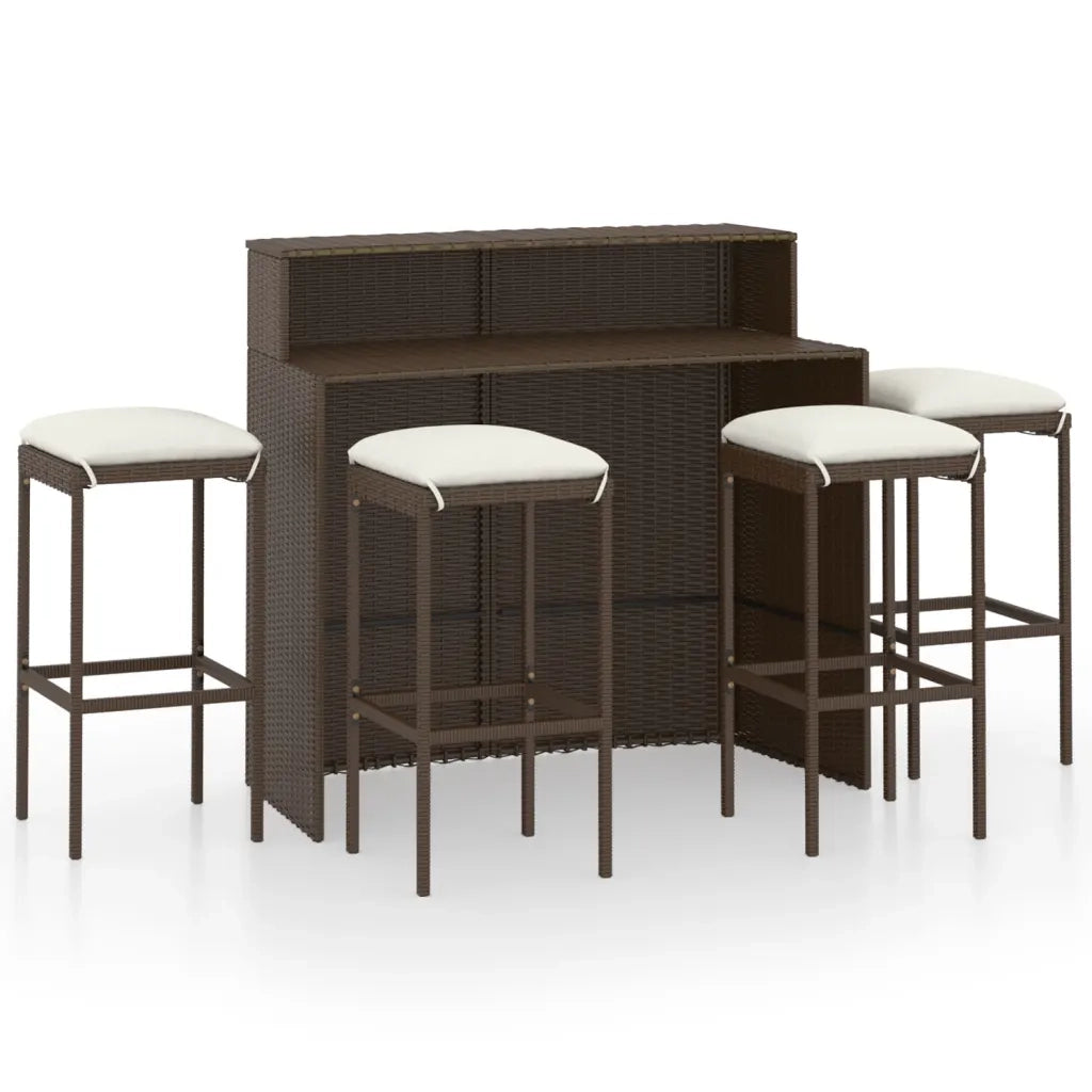 Set Bar da Giardino 3 pz | Set Salotto da Giardino con Cuscini Marrone