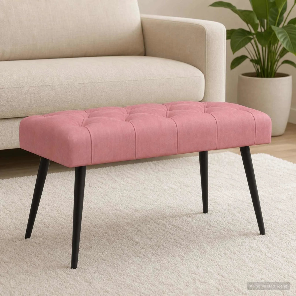 Panchina con bottoni imbottiti Rosa 80 x 40 x 46 cm Velluto 42038561