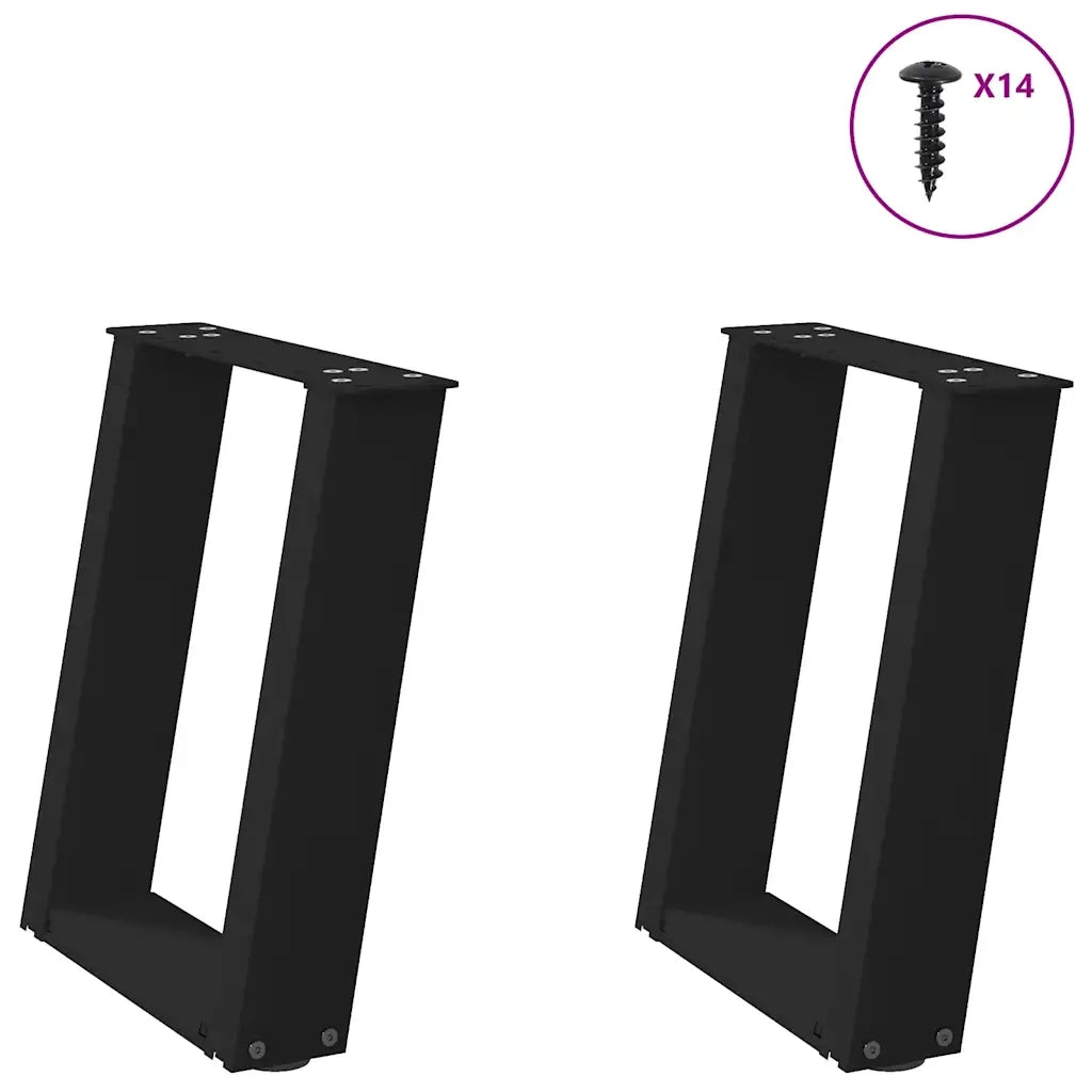 Gambe per Tavolino da CaffÃ¨ a Forma di U 2 pz Nere 38x(42-43) cm Acciaio