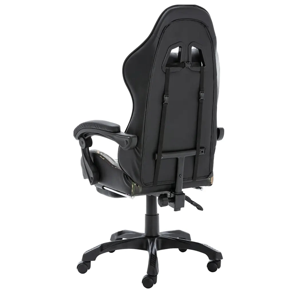 Sedia da Ufficio | Sedia da Gaming con Poggiapiedi Nera e Mimetica in Similpelle