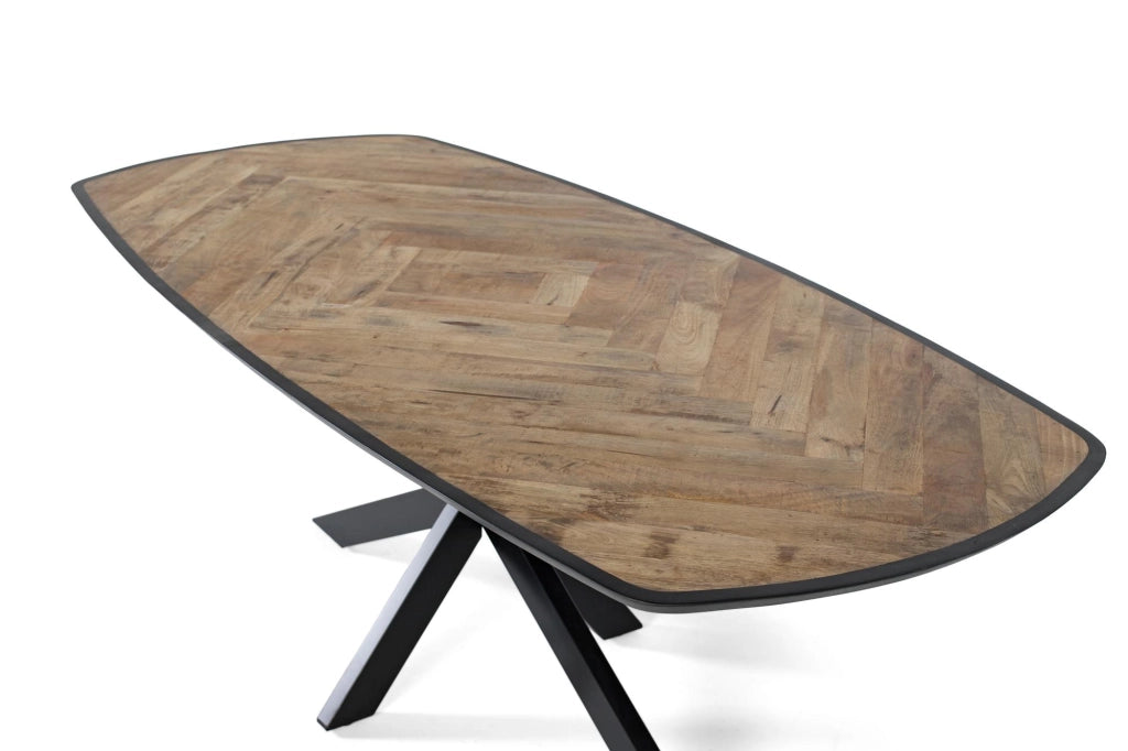 Tavolo da pranzo in legno di mango con angoli arrotondati 220 cm