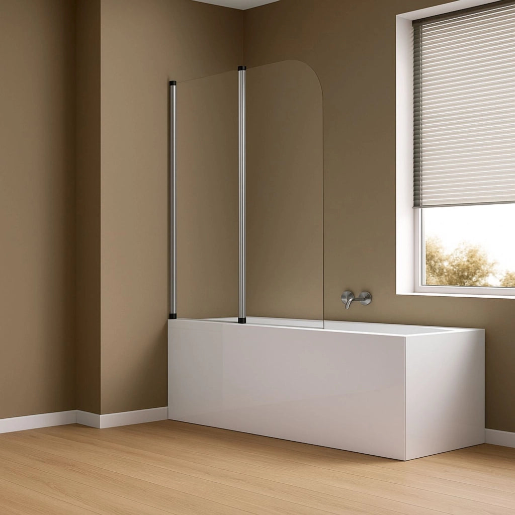 Parete sopra vasca due ante orientabili vetro temperato 4mm 140x120cm cromo lucido *** confezione 1