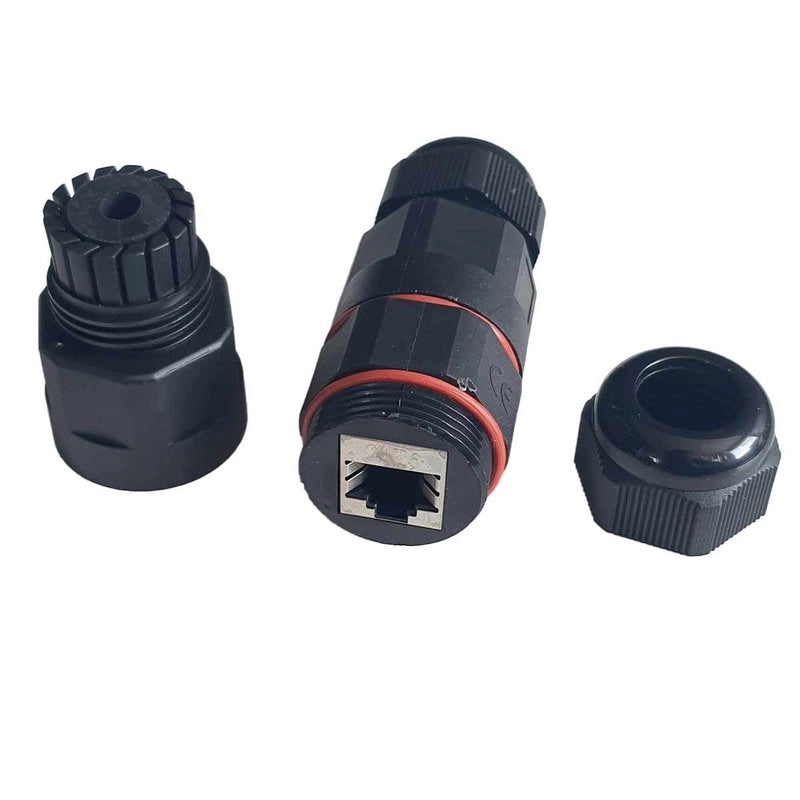 2 Connettori Rete RJ45 IP68 Forma I Manicotto Collegamento Cavo Esterno 105x30mm