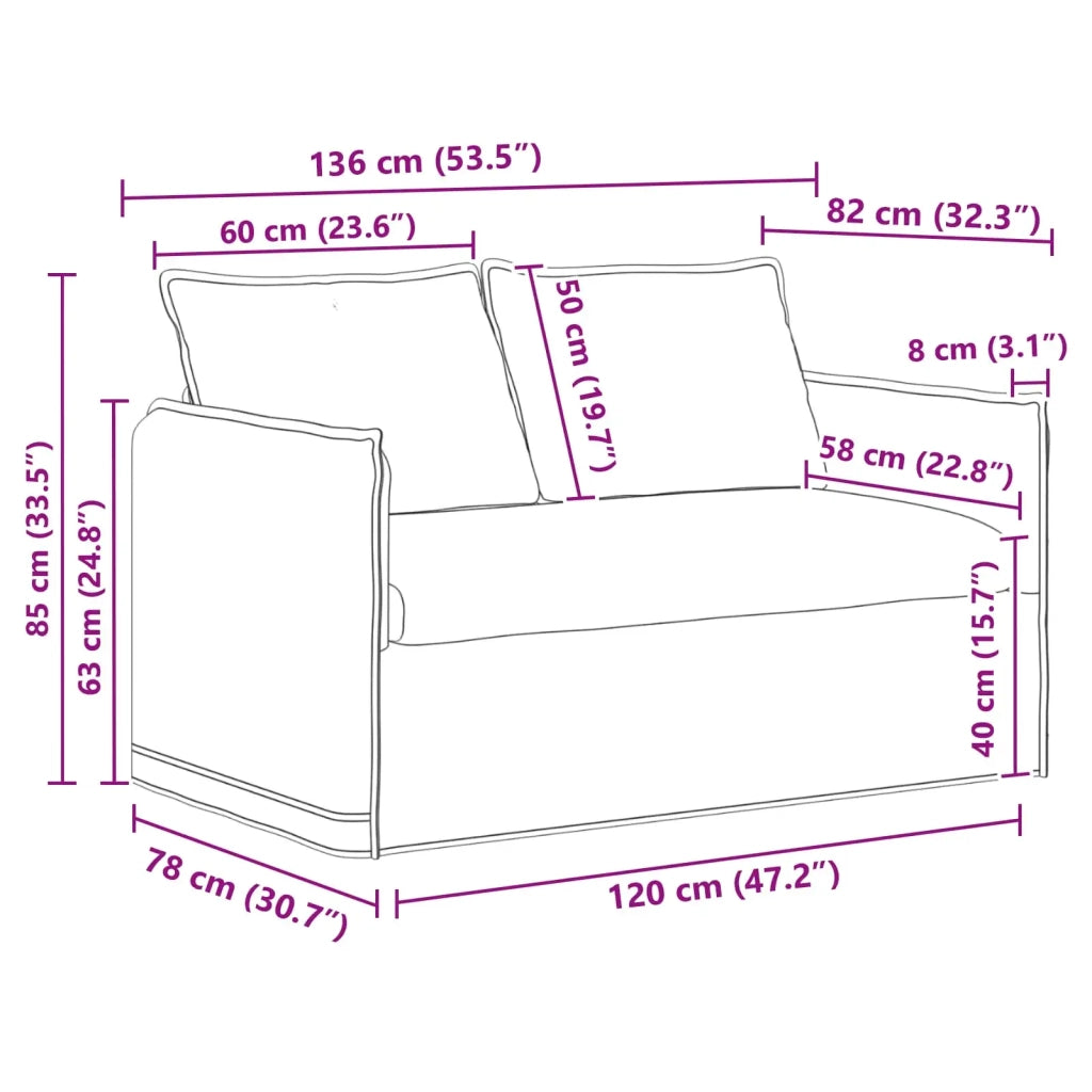 Set di divani 2 pcs Nero 136 x 82 x 85 cm Tessuto