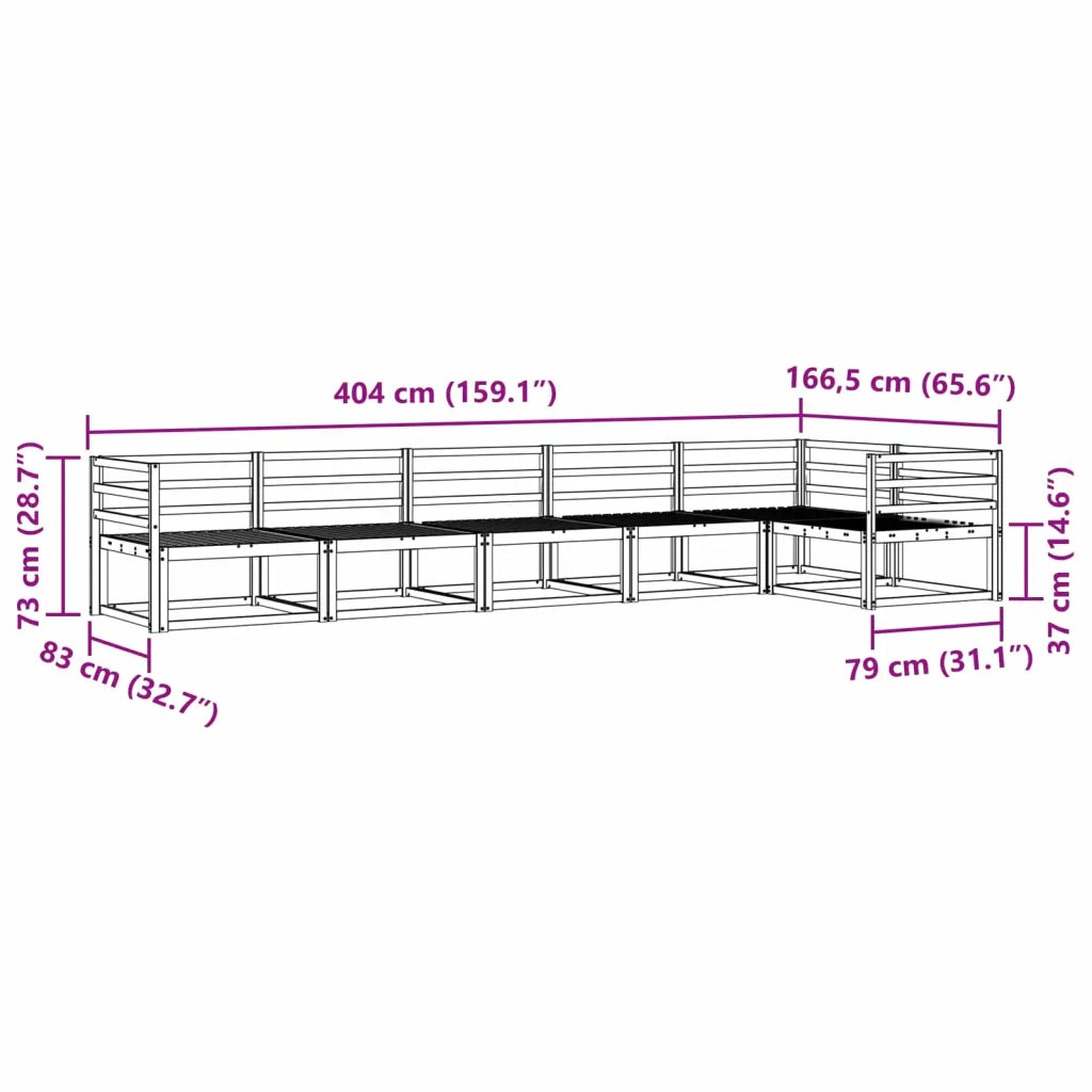 Set di divani da esterno 6 pcs Bianco 404 x 166,5 x 73 cm 3386498