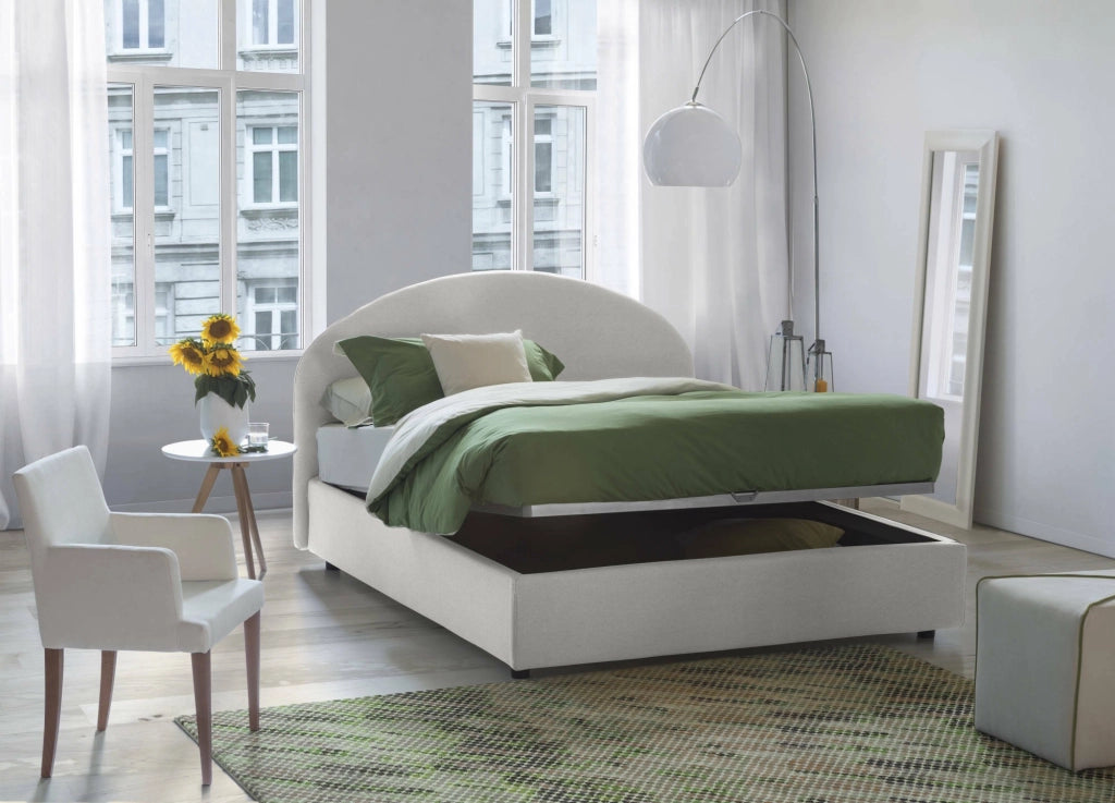 Letto Matrimoniale Amida, Letto Matrimoniale Materasso Incluso Made in Italy, Bianco