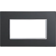 Trade Shop - Placca Cristal 3 4 6 M Acciaio Scuro Effetto Vetro Compatibile Bticino Axolute -  -4 Fori     -