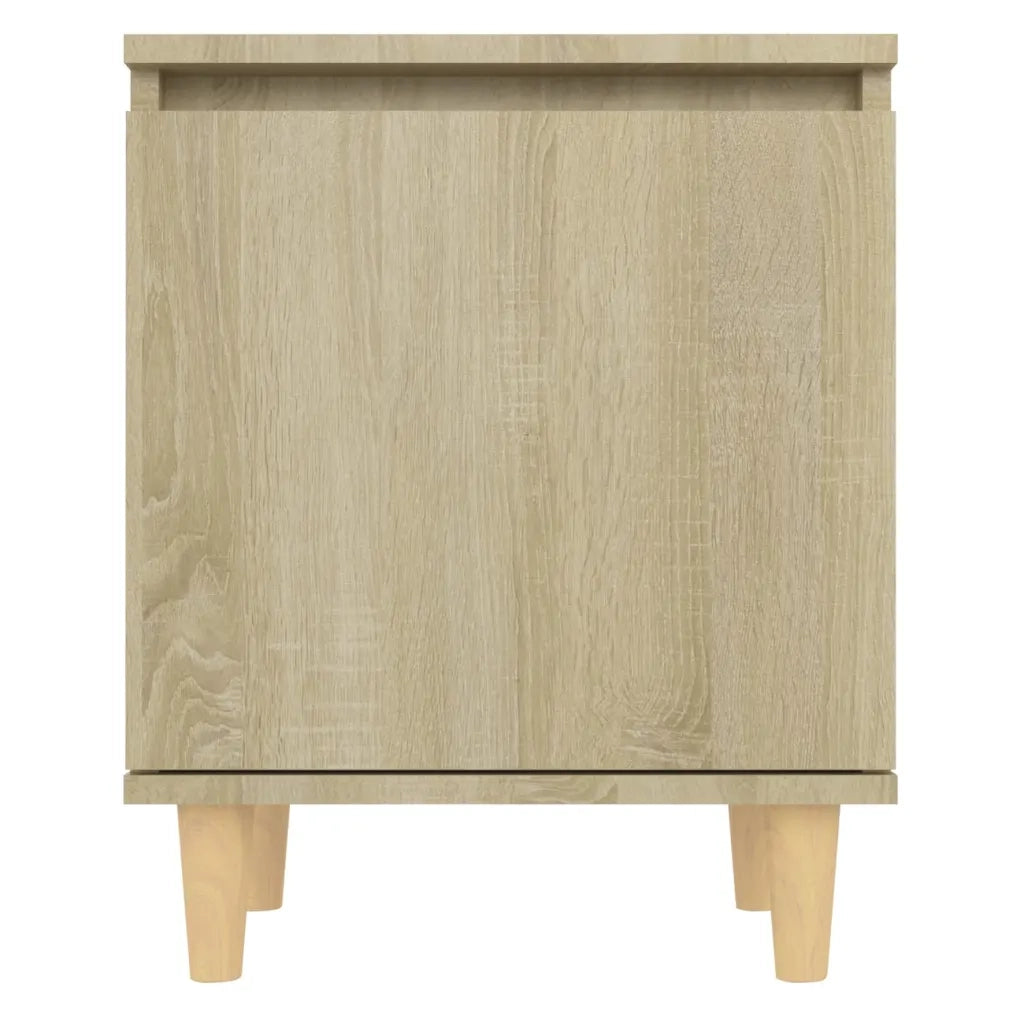 Comodini Gambe in Legno Massello 2pz Rovere Sonoma 40x30x50cm 805822